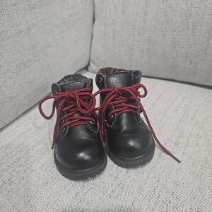 Black Kids Boots with Red Laces